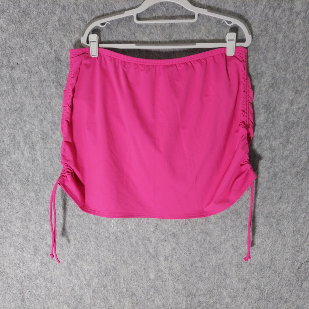 Lands End Women Swim Skirt 18 Pink Barbiecore Ruched Side Drawstring Skort